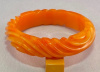 LG156 marbled orange & yellow wave carved bakelite bangle